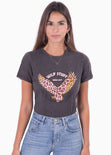 Camiseta con estampado de águila color gris para mujer - Flashy
