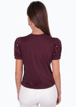 Camiseta con estampado de animal print y perlas en mangas para mujer - Flashy