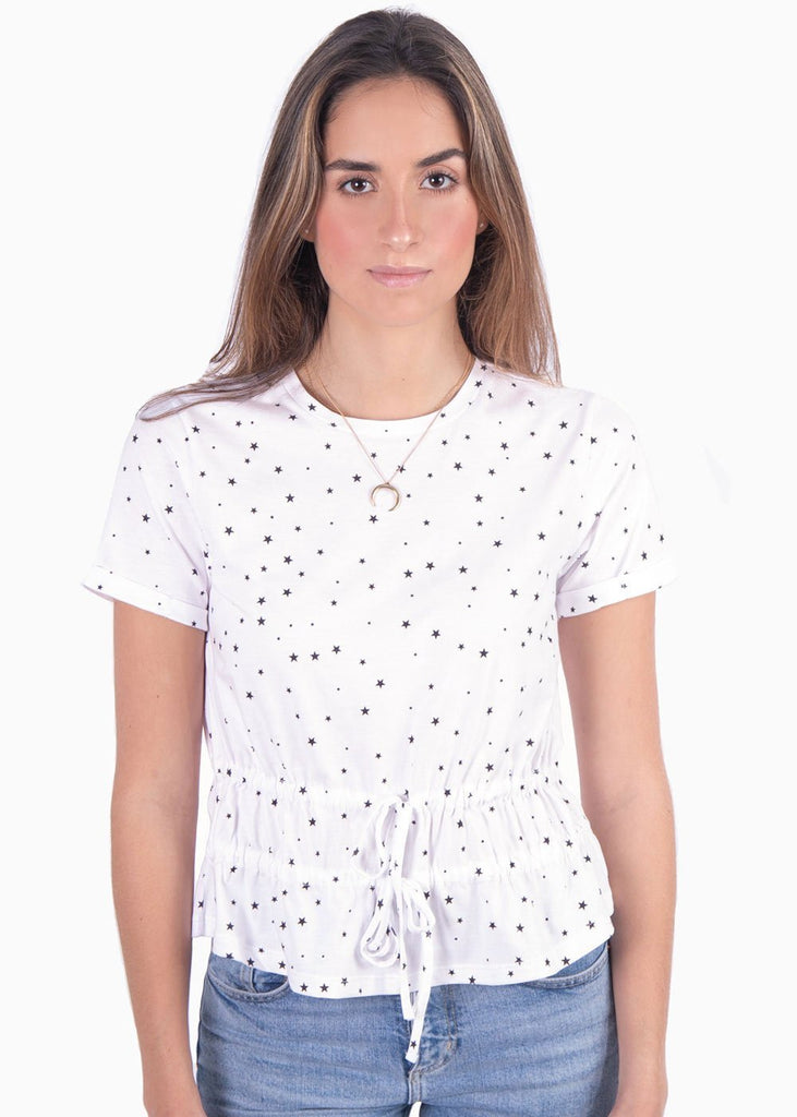 Camiseta con estampado de estrellas y anudados para mujer - Flashy