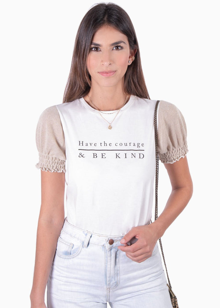 Camiseta con mangas abullonadas "have the courage and be kind" para mujer - Flashy