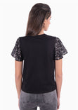 Camiseta con mangas de lentejuelas para mujer - Flashy