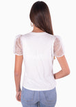 Camiseta con mangas en organza y estampado "Feminist" para mujer - Flashy
