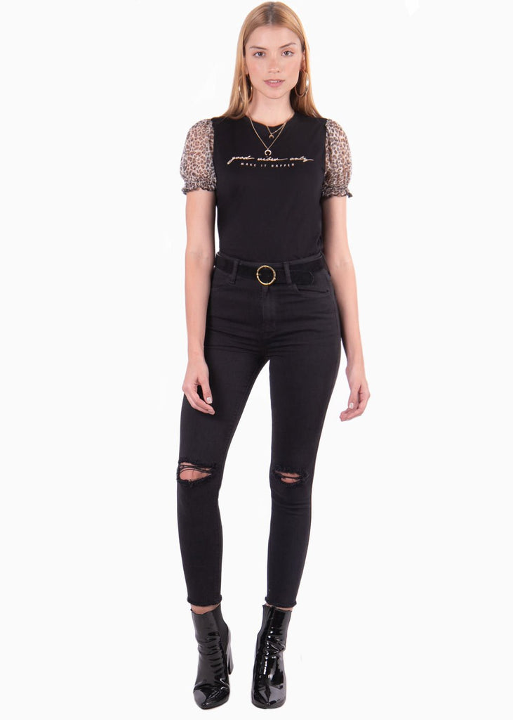 Camiseta estampada "Good vibes only" para mujer - Flashy