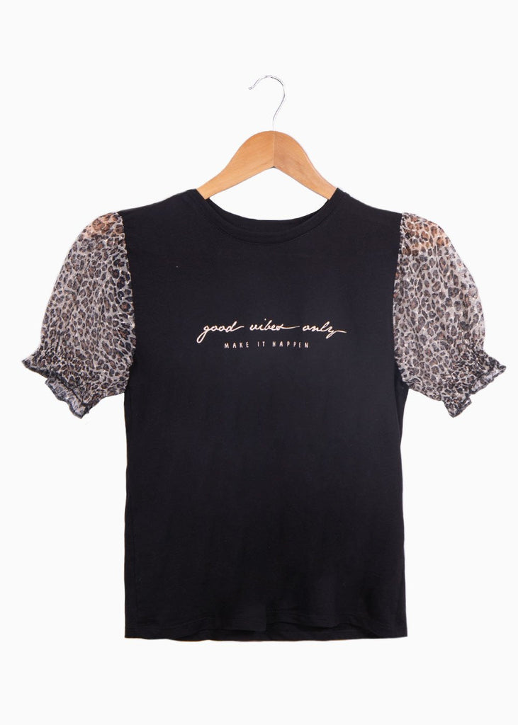 Camiseta estampada "Good vibes only" para mujer - Flashy