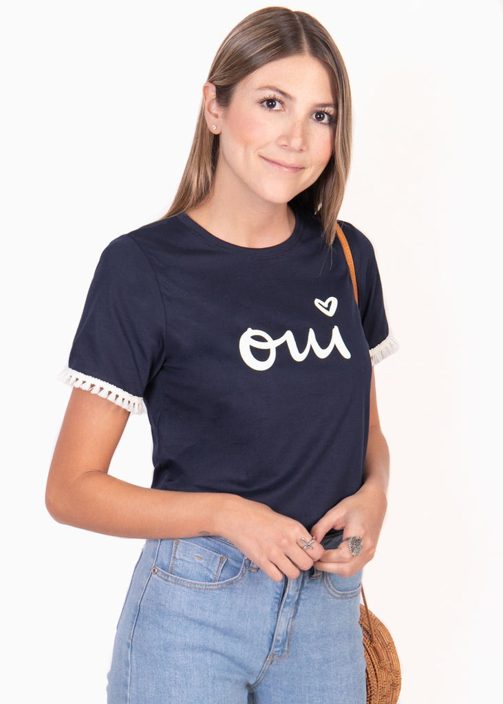 Camiseta estampada "Oui" para mujer - Flashy