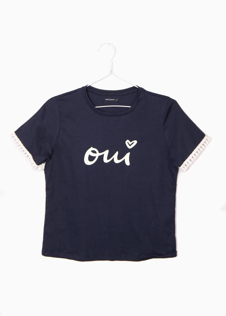 Camiseta estampada "Oui" para mujer - Flashy