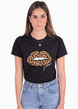 Camiseta estampada con boca de leopardo para mujer - Flashy