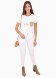 Camiseta estampada con bolsillo de animal print para mujer - Flashy