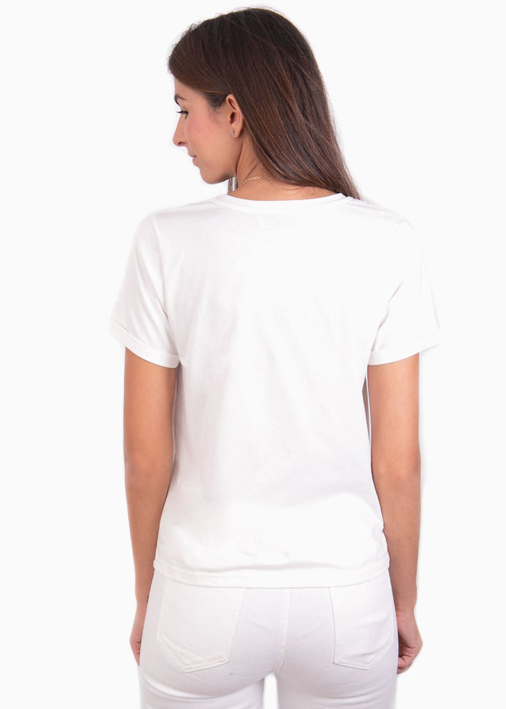 Camiseta estampada con bolsillo de animal print para mujer - Flashy