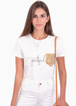 Camiseta estampada con bolsillo de animal print para mujer - Flashy