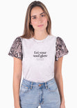 Camiseta estampada con mangas de pitón para mujer - Flashy