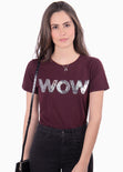 Camiseta estampada "wow" para mujer - Flashy