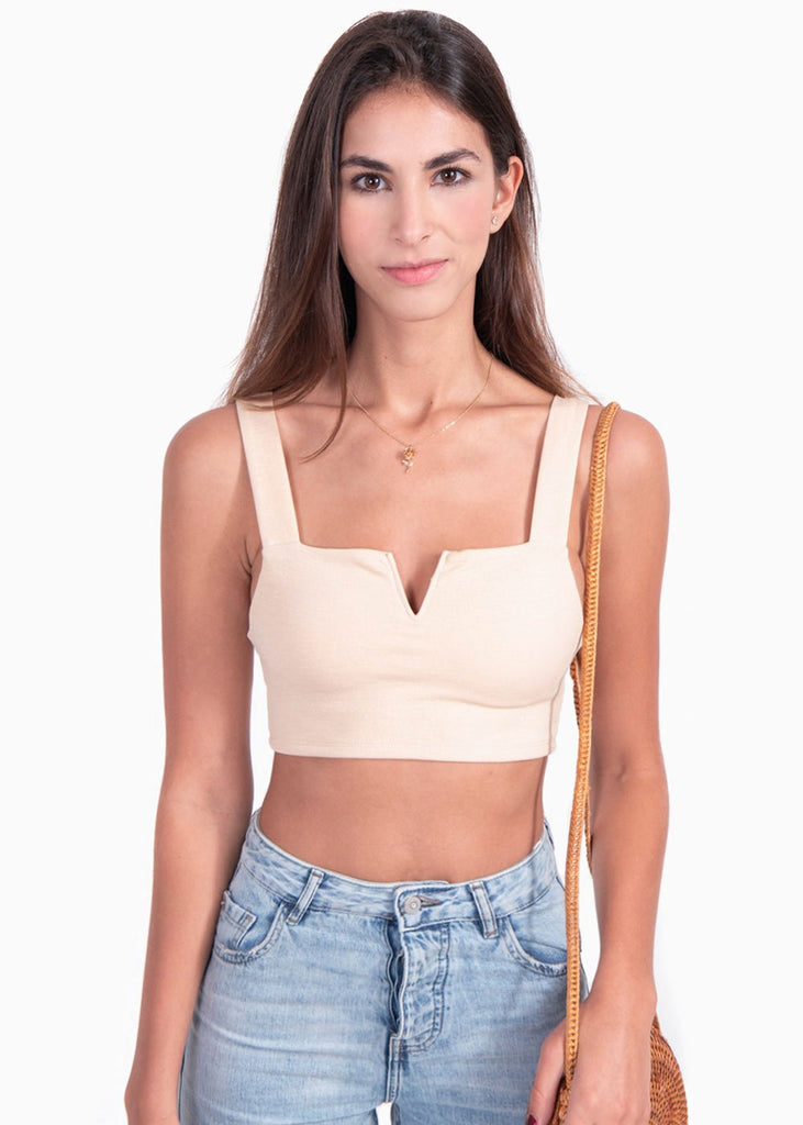 Crop top beige para mujer - Flashy