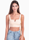 Crop top beige para mujer - Flashy