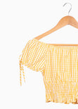 Crop top campesino con estampado de cuadros para mujer - Flashy