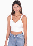 Crop top con anudado de organza en espalda para mujer - Flashy