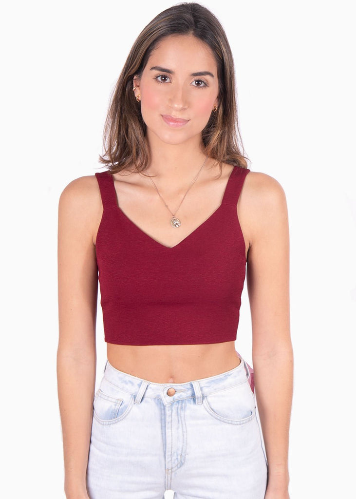 Crop top con anudado de organza en espalda para mujer - Flashy