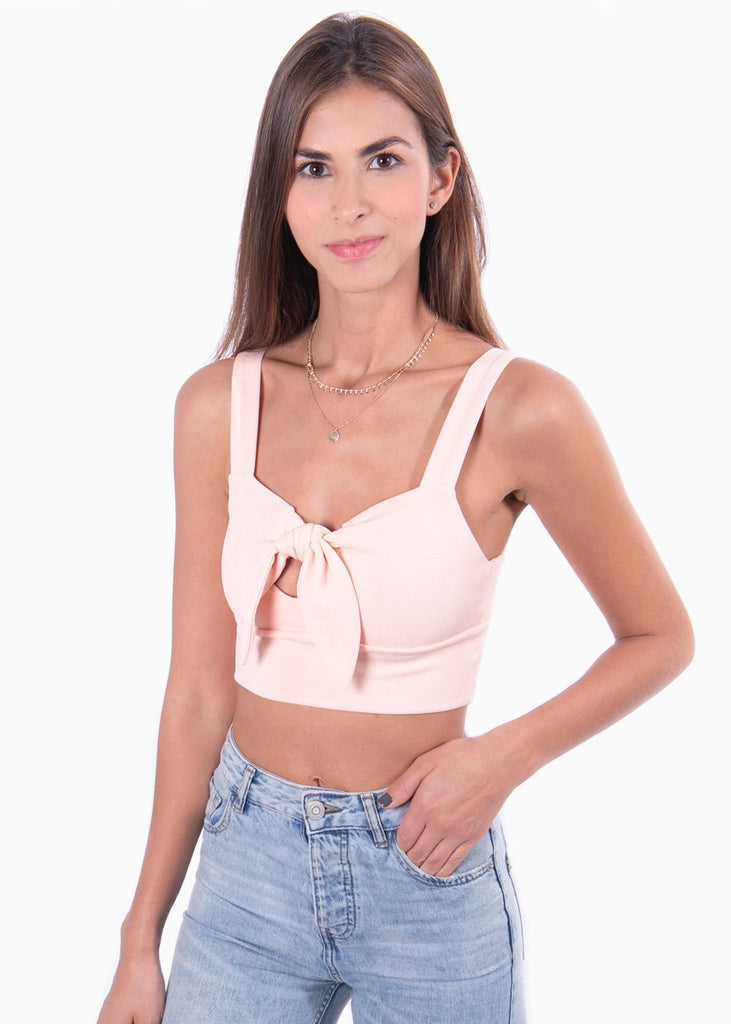 Crop top con anudado en escote para mujer - Flashy