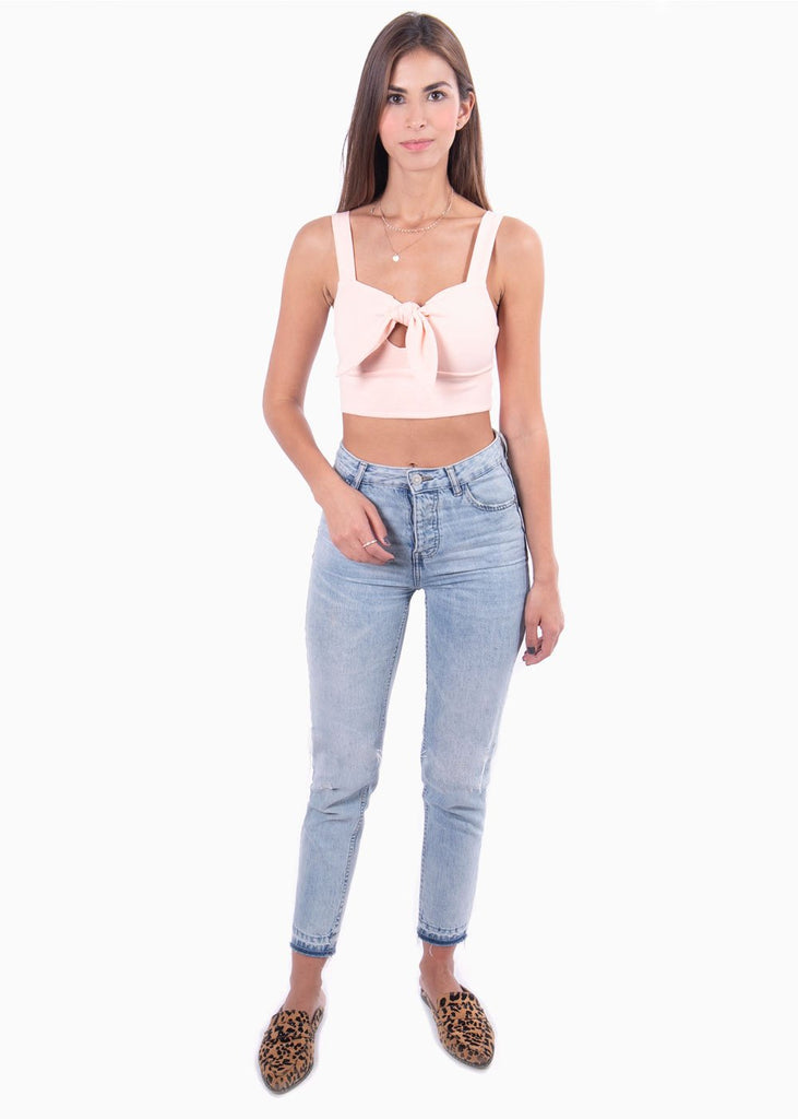 Crop top con anudado en escote para mujer - Flashy