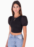 Crop top con anudados en espalda color negro para mujer - Flashy