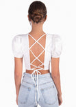 Crop top con anudados en espalda color blanco para mujer - Flashy
