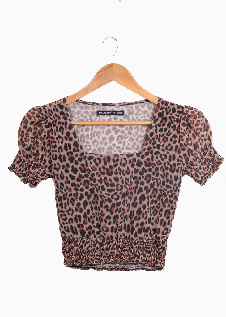 Crop top con escote cuadrado y recogidos para mujer - Flashy
