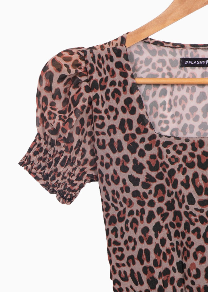 Crop top con escote cuadrado y recogidos para mujer - Flashy
