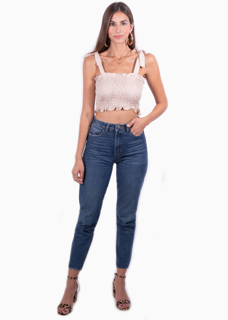 Crop top con recogido y anudados en tiras para mujer - Flashy