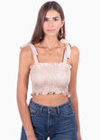Crop top con recogido y anudados en tiras para mujer - Flashy