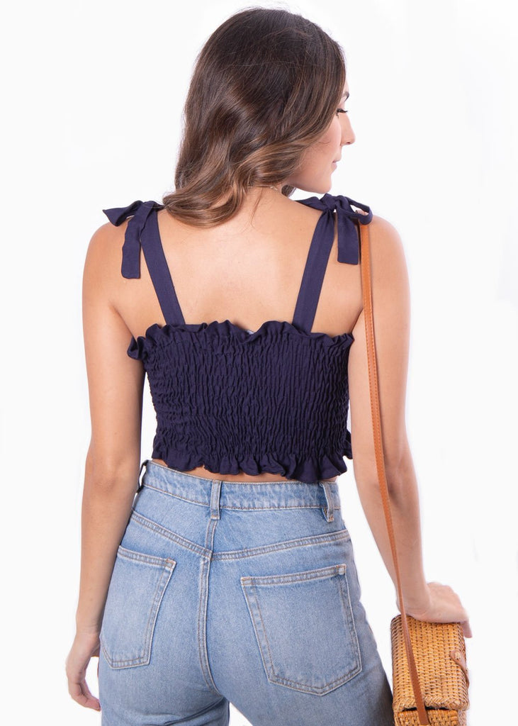 Crop top con recogido y anudados en tiras para mujer - Flashy