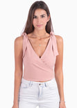 Crop top cruzado con nudos en tiras para mujer - Flashy