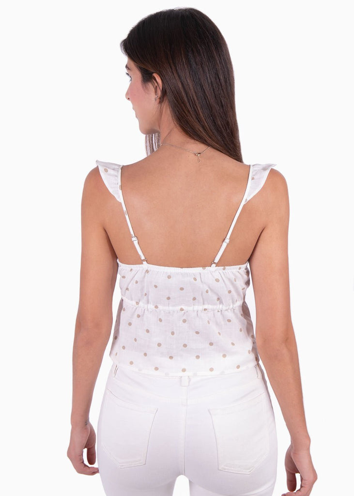 Crop top de lino con puntos y boleros para mujer - Flashy