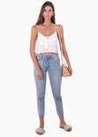 Crop top de ojalillo con anudado en escote para mujer - Flashy