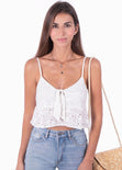 Crop top de ojalillo con anudado en escote para mujer - Flashy