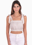 Crop top de tiras con estampado de rayas  para mujer - Flashy