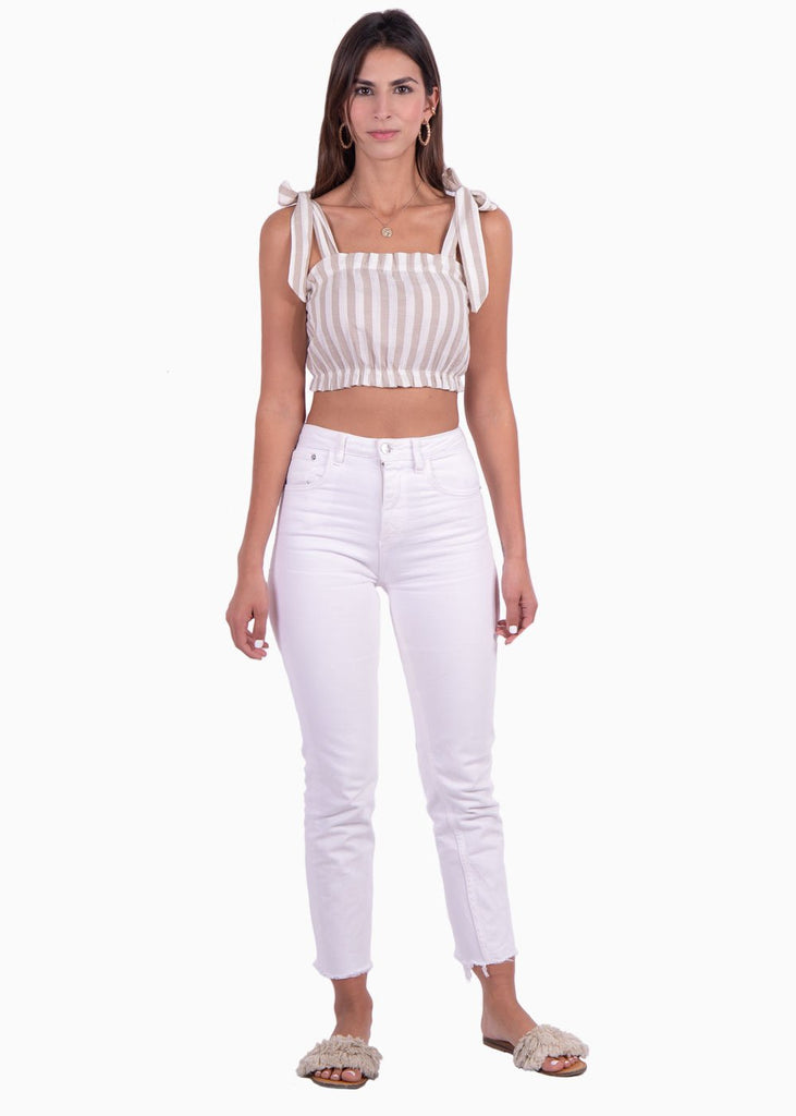 Crop top de tiras con estampado de rayas  para mujer - Flashy