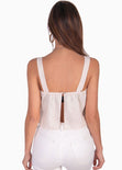 Crop top de tiras con escote cuadrado y lentejuelas color blanco para mujer - Flashy