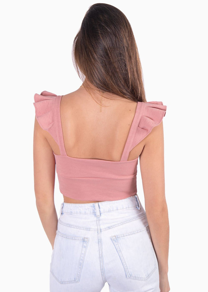 Crop top con recogido y boleros en mangas para mujer - Flashy