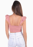 Crop top con recogido y boleros en mangas para mujer - Flashy