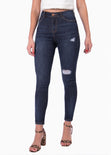 Jean tiro alto skinny con desgastes para mujer - Flashy
