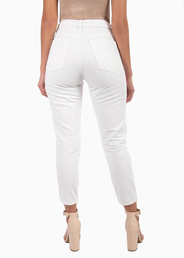 Mom jean blanco para mujer - Flashy