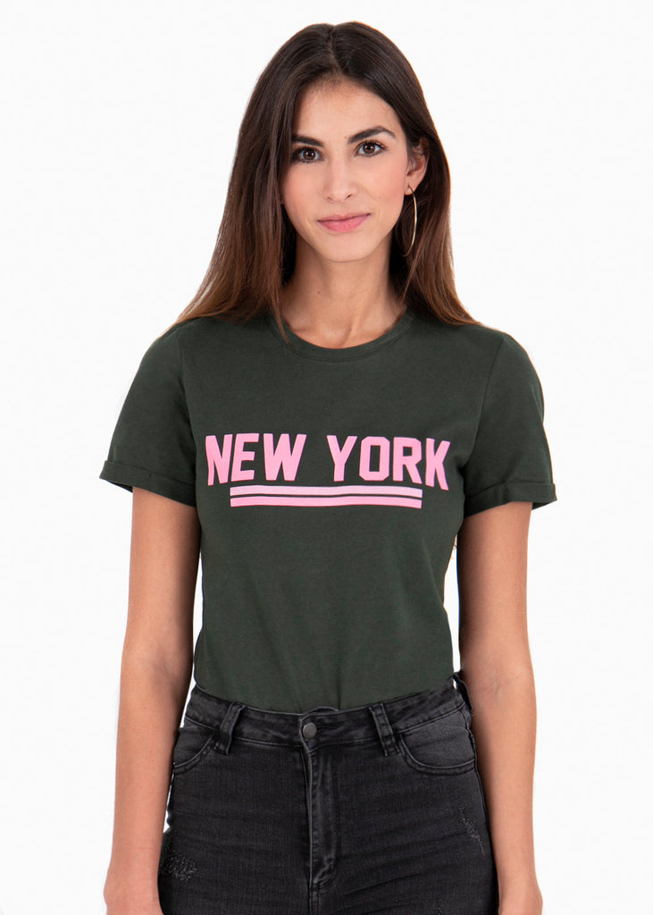 Camiseta estampada "New York" para mujer flashy