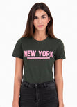 Camiseta estampada "New York" para mujer flashy