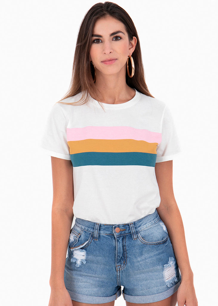 Camiseta estampada rayas para mujer - Flashy