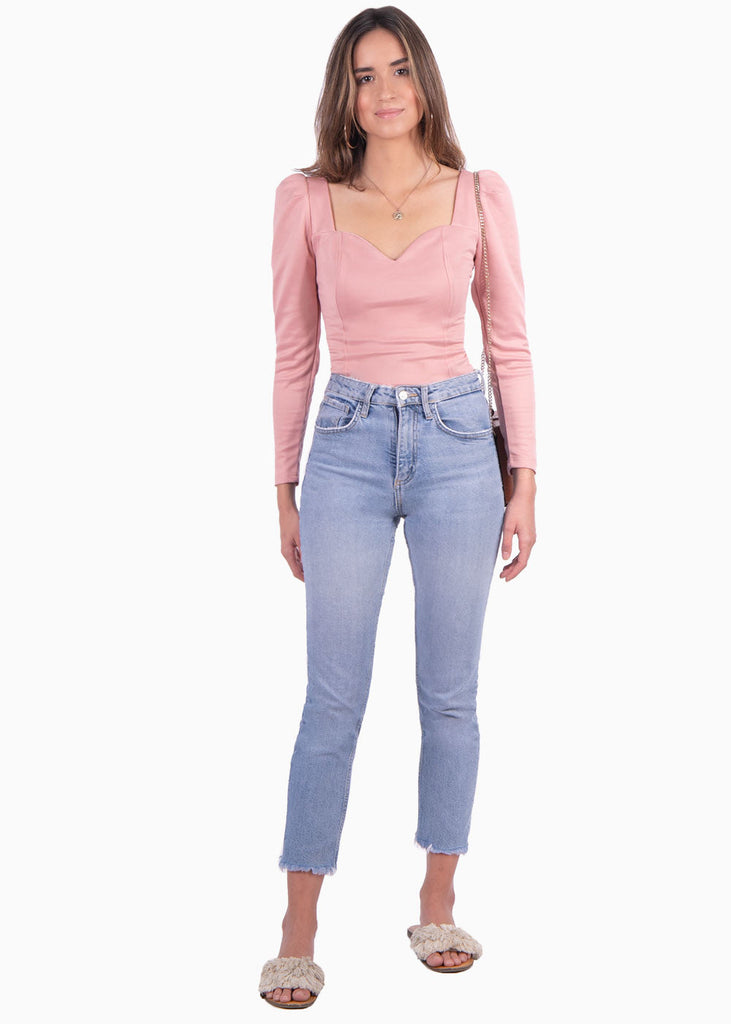 Blusa manga larga con escote cuadrado para mujer - Flashy