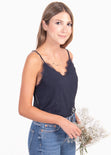 Blusa de tiras con brillo y encaje para mujer - Flashy