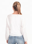 Blusa manga larga anudada con bolillo para mujer - Flashy