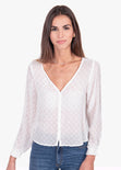 Blusa manga larga con bordado de puntos para mujer - Flashy