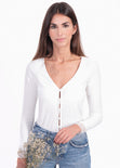 Blusa manga larga con encaje para mujer - Flashy