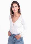 Blusa manga larga con encaje para mujer - Flashy